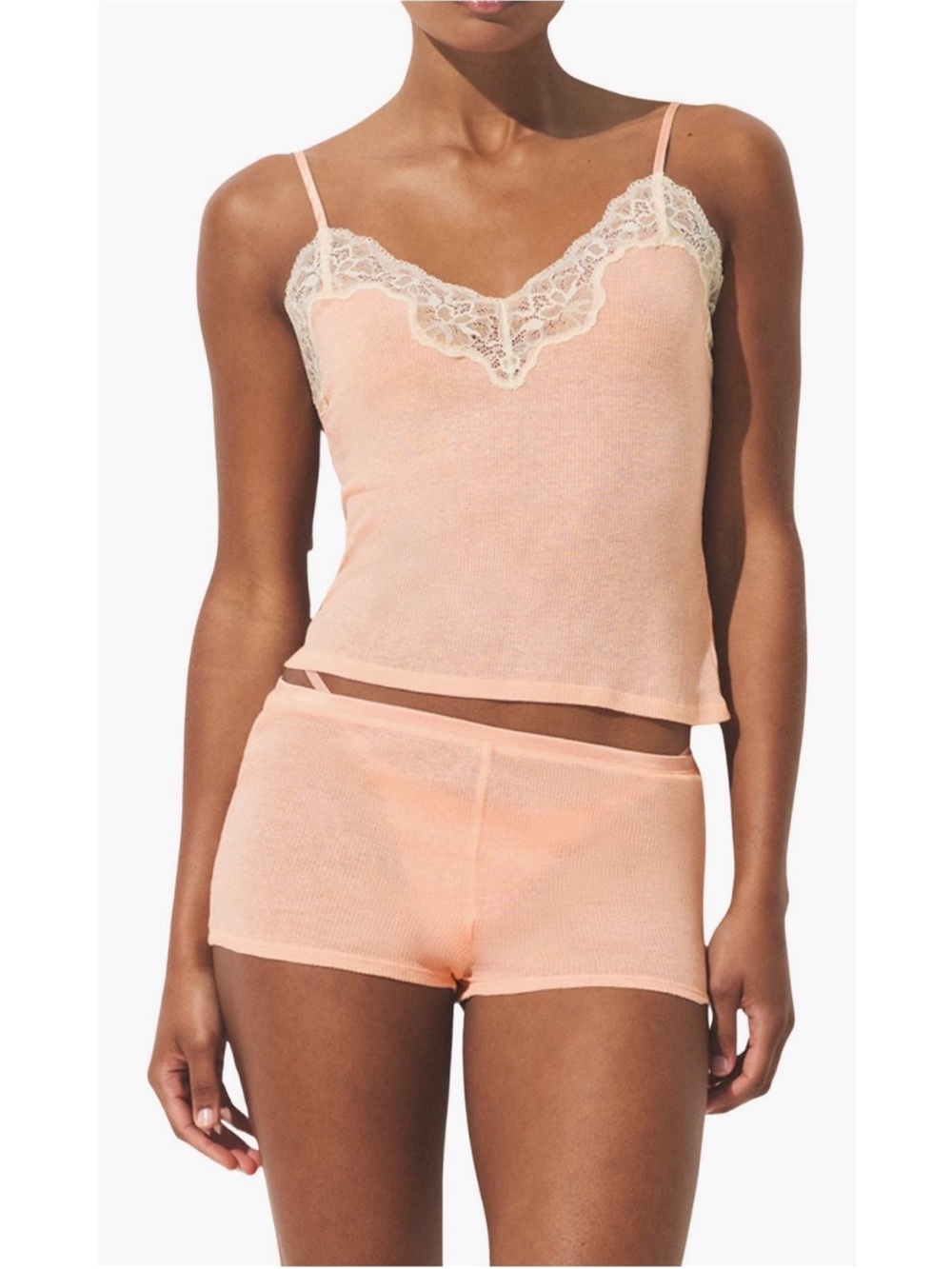 SKIMS Pink Lace-Trim Sleep Cami & Shorts